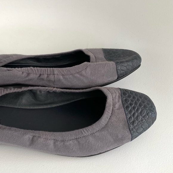 Blue Grey Cotton & Leather Loafers Handmade - Picture 5 of 6